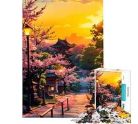 Rompecabezas de 1000 Piezas para Adolescentes Pagoda al Atardecer Rompecabezas para Adultos Juego práctico para aliviar el estrés cumpleaños (tamaño 50x75cm)