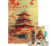 Rompecabezas de 1000 Piezas para Adolescentes Pagoda en Flor Rompecabezas para Adultos Juegos relajantes Corte de precisión Ideal para cumpleaños y Navidad (tamaño 38x26cm)