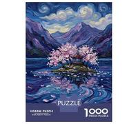 Rompecabezas De 1000 Piezas para Adolescentes Pagoda Island with Cherry Blossoms Rompecabezas para Adultos Juego Familiar Corte De Precisión Regalo De Cumpleaños, Regalos, 38x26cm/1000pcs