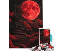 Rompecabezas de 1000 Piezas para Adolescentes Pagoda Luna Roja Difícil y desafiante Una Obra de Arte Juegos Divertidos Apto para Mayores de 14 años 38x26cm