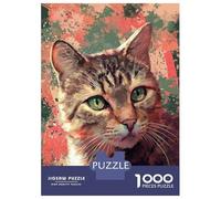 Rompecabezas De 1000 Piezas para Adolescentes Painted Tabby Cat Portrait Rompecabezas para Adultos Juegos Familiares Regalos para Mujeres Cumpleaños 38x26cm/1000pcs