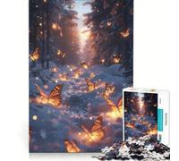 Rompecabezas de 1000 Piezas para Adolescentes País de Las Maravillas con Mariposas en la Nieve Juegos para Toda la Familia Corte de precisión cumpleaños y Navidad 38x26cm