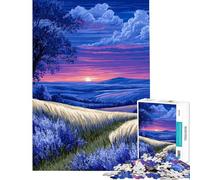 Rompecabezas de 1000 Piezas para Adolescentes Paisaje Azul con Lavanda y Puesta de Sol Rompecabezas de Juguete para Adolescentes Decoración de Pared Ideal para Mejorar la Memoria Regalos para Amigos