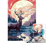 Rompecabezas de 1000 Piezas para Adolescentes Paisaje con Ciervos Divertidas Actividades para Aprender en casa Juego Educativo Familiar para Mayores de 14 años 50x75cm