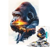 Rompecabezas de 1000 piezas para adolescentes paisaje con gorila al atardecer Juego práctico y divertido para cultivar la paciencia Regalo ideal para cumpleaños y decoración del hogar (tamaño 50x75cm)