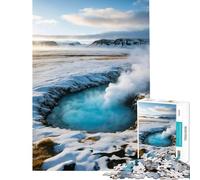 Rompecabezas de 1000 Piezas para Adolescentes Paisaje de Aguas Termales geotérmicas de Islandia Juegos Familiares Juguetes Juegos educativos Regalos de Amigo Invisible Ideal para Parejas (38x26cm)