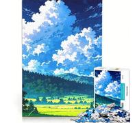 Rompecabezas de 1000 Piezas para Adolescentes: Paisaje de Anime con Nubes y Campos, Juego Familiar, decoración de Pared, para Fortalecer el Amor Entre Parejas 38x26cm