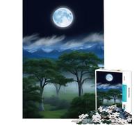 Rompecabezas de 1000 Piezas para Adolescentes Paisaje de Bosque Iluminado por la Luna Juego Familiar Que desafía la Inteligencia Cerebral Juguetes adictivos Regalos de Amigo Invisible Mejora