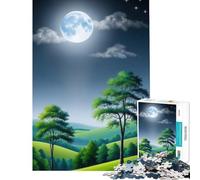 Rompecabezas de 1000 Piezas para Adolescentes Paisaje de Bosque Iluminado por la Luna Juguetes adictivos para Cultivar la Paciencia Juegos relajantes Carrera de Velocidad Manual Un Regalo estupendo