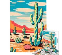 Rompecabezas de 1000 Piezas para Adolescentes Paisaje de Cactus del Desierto Estilo Matisse y fauvismo Juego Educativo desafío Juguete Juego Familiar antiestrés Regalo de cumpleaños (tamaño 38x52cm)