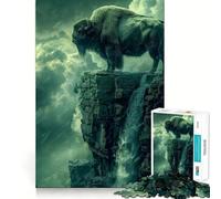 Rompecabezas de 1000 Piezas para Adolescentes Paisaje de Cascada con bisontes,Corte preciso,Rompecabezas de lógica,Juego para Pasar el Tiempo, Relajante (38x52cm)