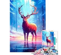 Rompecabezas de 1000 Piezas para Adolescentes Paisaje de Ciervos Rompecabezas de Animales para Adultos Juegos Familiares patrón de Montaje Regalo de cumpleaños (tamaño 50x75cm)