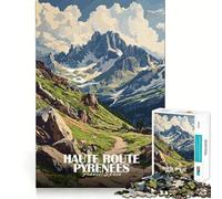 Rompecabezas de 1000 Piezas para Adolescentes Paisaje de la Alta Ruta de los Pirineos,Arte,Corte Suave,Juguete para ejercitar el Cerebro,Tiempo de Juego Relajante,Actividad de cumpleaños (38x26cm)