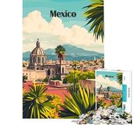 Rompecabezas de 1000 Piezas para Adolescentes Paisaje de la Ciudad de México póster de Viaje Juguete artístico Juego Intelectual Juegos relajantes Ideal para Parejas Regalo Divertido (tamaño 38x26cm)