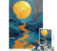Rompecabezas de 1000 Piezas para Adolescentes Paisaje de Luna Dorada Juegos relajantes Mejora la Memoria Juguetes de decoración para el hogar Regalos para Reducir el estrés (50x75cm)