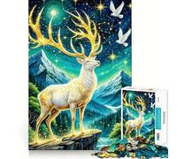 Rompecabezas de 1000 Piezas para Adolescentes Paisaje de montaña con Ciervos celestiales,Encaje, Arte,Juego de concentración Mental,Tiempo de Descanso,diversión, Ocio
