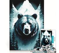 Rompecabezas de 1000 Piezas para Adolescentes: Paisaje de montaña con Oso, Juegos Divertidos, Actividades para Disfrutar en casa, Juego con un diseño Precioso 38x52cm