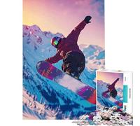Rompecabezas de 1000 Piezas para Adolescentes Paisaje de montaña con Snowboarder Difícil y desafiante Pero Divertido y con Humor Juguete Decorativo para la Pared Apto para Mayores de 14 años 38x26cm