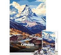 Rompecabezas de 1000 Piezas para Adolescentes Paisaje de montaña de Cervinia Italia Juegos educativos Juguete didáctico para Aprender Decoración de Pared Fomenta el Amor Entre Parejas (50x75cm)