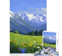 Rompecabezas de 1000 Piezas para Adolescentes Paisaje de Pradera Alpina Juguete Educativo Regalo de cumpleaños Juego de ingenio colección de Artistas Bellas Artes tamaño 38x52cm