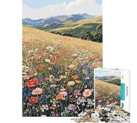 Rompecabezas de 1000 Piezas para Adolescentes Paisaje de Pradera de Flores Silvestres Rompecabezas para Adultos Juguete Decorativo para Pared Arte de Pared Juego desafiante Regalos (Tamaño 38x52cm)