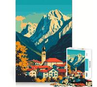 Rompecabezas de 1000 Piezas para Adolescentes Paisaje de Pueblo Alpino Italiano,Arte de Corte preciso,Juguete Inteligente para ejercitar el Cerebro,Tiempo de Juego Relajante,Actividad de cumpleaños