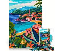 Rompecabezas de 1000 Piezas para Adolescentes Paisaje de Pueblo costero de Italia,diseño de Corte Fino,Juego Mental,Regalo,diversión para Relajarse,diversión de cumpleaños (38x52cm)