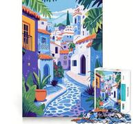 Rompecabezas de 1000 Piezas para Adolescentes Paisaje de Pueblo Europeo,Arte Minimalista,diseño de Corte Fino,Juego Mental,Regalo,diversión para Relajarse,cumpleaños,diversión (50x75cm)