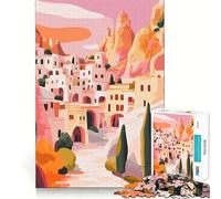Rompecabezas de 1000 Piezas para Adolescentes Paisaje de Pueblo Turco ilustración artística Minimalista Juego de Ajuste desafío Mental Juguete Momento de diversión Tranquila Escena navideña