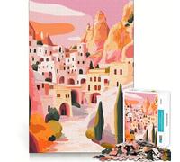 Rompecabezas de 1000 Piezas para Adolescentes Paisaje de Pueblo Turco ilustración artística Minimalista Juego de Ajuste desafío Mental Juguete Momento de diversión Tranquila Escena navideña