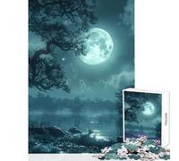 Rompecabezas de 1000 Piezas para Adolescentes Paisaje de río a la luz de la Luna Juguete Educativo Regalo para Mujeres y Hombres Juegos de relajación interacción Entre Padres e Hijos tamaño 38x52cm