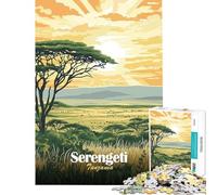 Rompecabezas de 1000 Piezas para Adolescentes Paisaje del Atardecer en el Serengeti Juego práctico y adictivo para Cultivar la Paciencia Un Gran Regalo Un desafío exigente (tamaño 38x52cm)