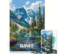 Rompecabezas de 1000 Piezas para Adolescentes Paisaje del Parque Nacional Banff,Arte de Bordes precisos,Resolución de Problemas,Juego Divertido y Acogedor,Exhibición de Arte navideño (38x52cm)