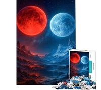 Rompecabezas de 1000 Piezas para Adolescentes Paisaje del Planeta Rojo y Azul Rompecabezas para Adultos Juegos relajantes desafío difícil cumpleaños y Navidad (tamaño 38x26cm)