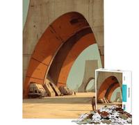 Rompecabezas de 1000 Piezas para Adolescentes Paisaje desértico futurista con Arcos Ayuda a ejercitar el Cerebro Decoración para el hogar Juego práctico para Mayores de 14 años 38x26cm