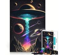 Rompecabezas de 1000 Piezas para Adolescentes Paisaje Espacial con Rayos OVNI, Arte de Corte nítido, Juego cognitivo, Regalo para Momentos de Juego tranquilos, decoración navideña (38x52cm)