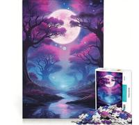 Rompecabezas de 1000 Piezas para Adolescentes: Paisaje fantástico y Luna Juego Familiar, Divertido y con Humor Ideal para Decorar el Escritorio 50x75cm