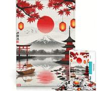 Rompecabezas de 1000 Piezas para Adolescentes: Paisaje japonés con el Monte Fuji, Juegos educativos, decoración de Pared, para Fortalecer el Amor Entre Parejas 38x26cm
