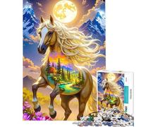 Rompecabezas de 1000 Piezas para Adolescentes Paisaje majestuoso con Caballos Interior desafiante para completar Mejora la Memoria Juego práctico para Mayores de 14 años (38x26cm)