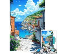 Rompecabezas de 1000 Piezas para Adolescentes Paisaje Marino de un Pueblo mediterráneo Rompecabezas para Adultos Juegos relajantes Que mejoran la Memoria Toda la Familia