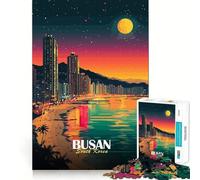 Rompecabezas de 1000 piezas para adolescentes Paisaje nocturno de la ciudad de Busan,Corea del Sur Juego de bordes limpios Juguete de desarrollo cognitivo Juego de entretenimiento Regalo de decoración