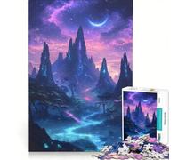 Rompecabezas de 1000 Piezas para Adolescentes: Paisaje Nocturno fantástico con Brillo neón cósmico Juegos Familiares, Divertidos y con Humor Ideal para Decorar el Escritorio 50x75cm
