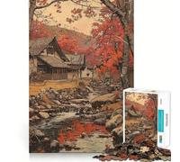 Rompecabezas de 1000 Piezas para Adolescentes Paisaje otoñal con casa y Arroyo Juego de lógica de Corte Suave Tiempo de Juego Relajante Regalo Ideal para cumpleaños y para Aficionados (38x52cm)