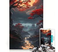 Rompecabezas de 1000 Piezas para Adolescentes: Paisaje otoñal de río con Ciudad a lo lejos, decoración de Pared, decoración del hogar, para cumpleaños, Navidad, 38x26cm