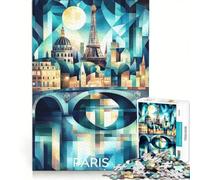 Rompecabezas de 1000 Piezas para Adolescentes: Paisaje Parisino cubista con la Torre Eiffel y el Sena Juguete Educativo, Ideal para Actividades Familiares o como Regalo para Mujeres 50x75cm