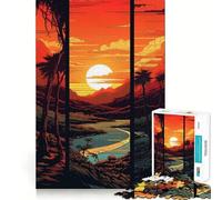 Rompecabezas de 1000 Piezas para Adolescentes Paisaje Tropical al Atardecer Arte Digital Juego de Bordes limpios Juguete de Desarrollo cognitivo Juego de Entretenimiento decoración navideña Regalo