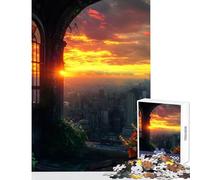 Rompecabezas de 1000 Piezas para Adolescentes Paisaje Urbano al Atardecer a través de una Ventana Juguete Educativo Regalo para Mujeres y Hombres Juego de ingenio colección de Artistas Bellas Artes