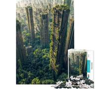 Rompecabezas de 1000 Piezas para Adolescentes Paisaje Urbano Cubierto de vegetación Rompecabezas La Naturaleza reclama Las ruinas urbanas para Adultos Juego práctico para Pasar el Tiempo Durante