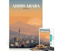 Rompecabezas de 1000 Piezas para Adolescentes,Paisaje Urbano de Addis Abeba,Etiopía,Arte,Bordes limpios,Juego de lógica,Juego Lento,Actividad Divertida para cumpleaños (38x26cm)