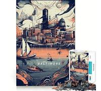 Rompecabezas de 1000 Piezas para Adolescentes Paisaje Urbano de Baltimore,articulaciones Suaves,diversión cognitiva,Juego Casual,Tiempo Libre,Regalo Festivo (38x52cm)